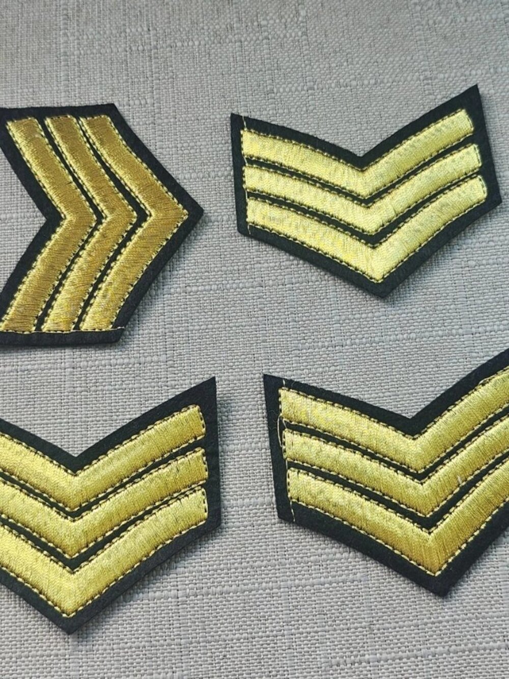 Patches Gold Metallic Embroidery Felt Arrow Sergeant Iron on Patch set of 4
